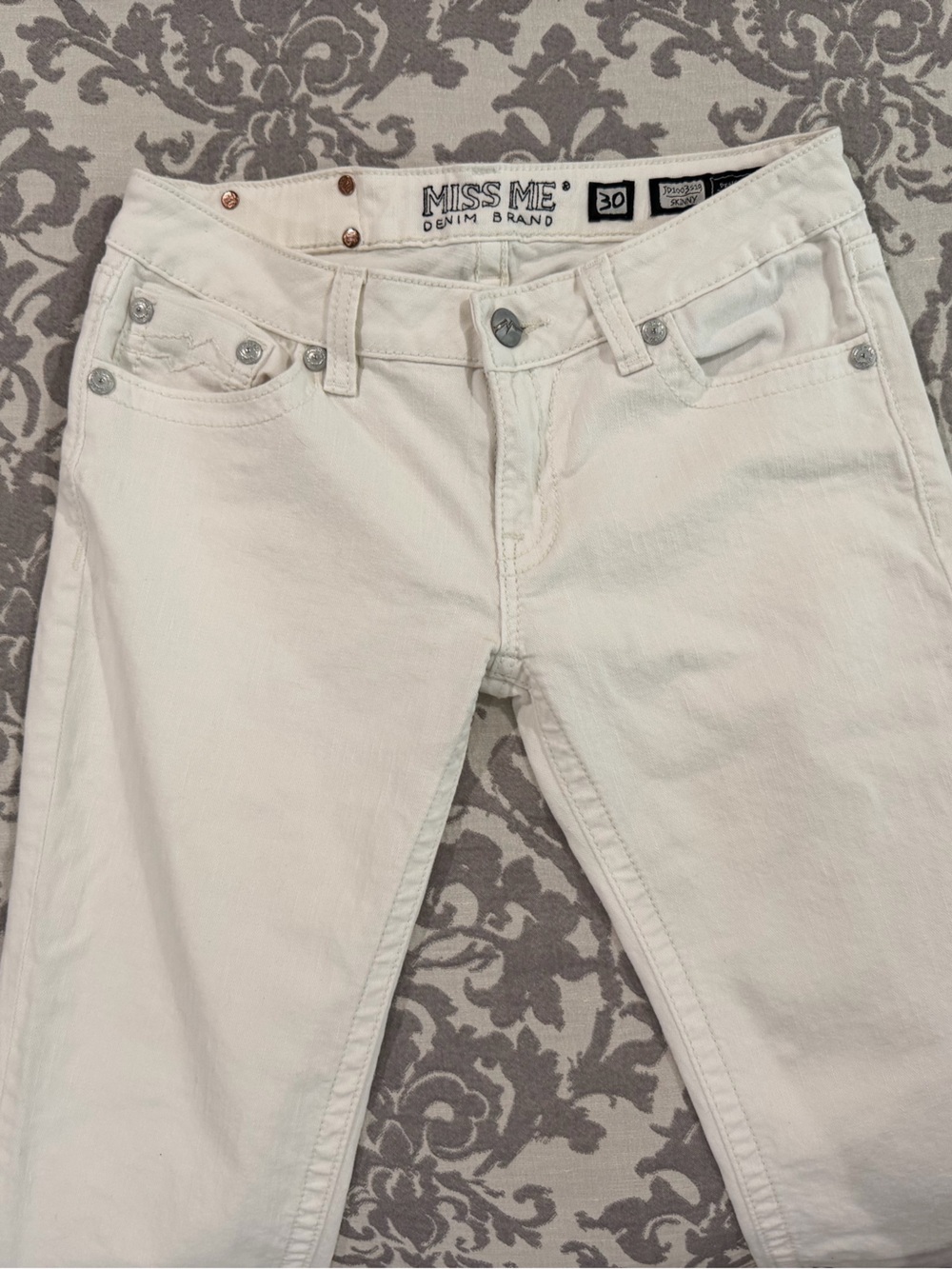 Miss Me White Straight-Leg Jeans